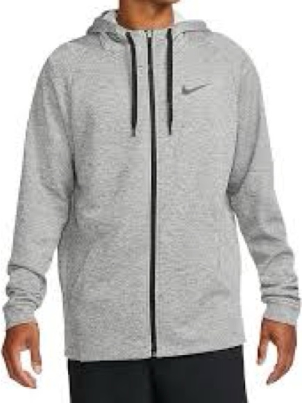 Nike Light Gray Full-Zip Hoodie with Black Swoosh